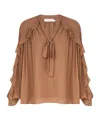 Shop Zimmermann Illuminate Flutter Blouse In Brown