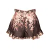 Zimmermann Womens Black Floral Illuminate Flutter Floral-print Silk And Cotton-blend Shorts Xs