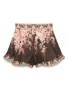 Zimmermann Womens Black Floral Illuminate Flutter Floral-print Silk And Cotton-blend Shorts Xs