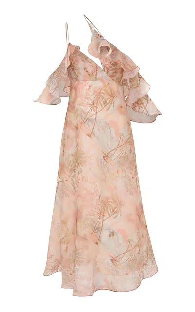 Zimmermann Illuminate Flutter Printed Dress In Neutral