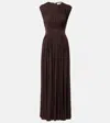 Zimmermann Illuminate Brown Long Dress With Gathered Neckline And Waist And Front Single Split In Viscose Stret