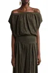 Zimmermann Illuminate Gathered Top In Metallic Black In Green