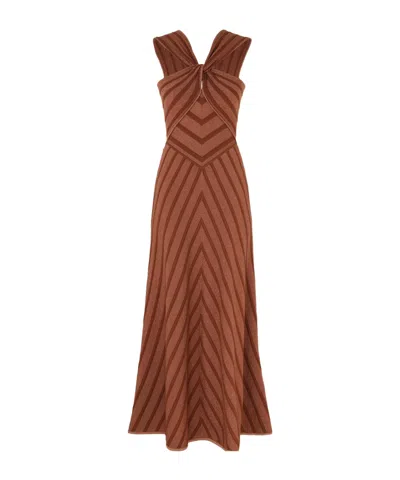 Zimmermann Illuminate Halter Dress In Brown