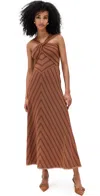 Zimmermann Illuminate Halter Dress In Metallic Bronze Stripe