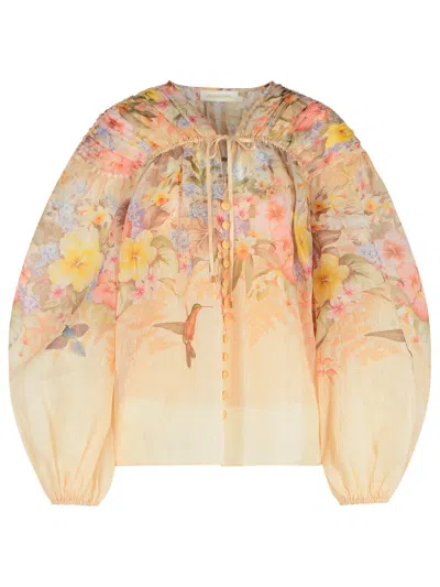 Zimmermann 'illuminate' Ivory Linen Blend Blouse Women