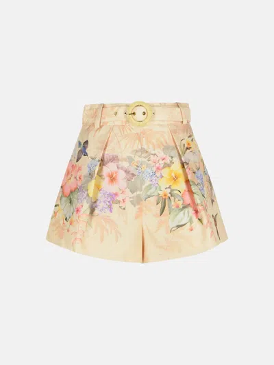 Zimmermann 'illuminate' Ivory Silk Blend Shorts