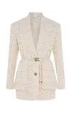 Zimmermann Illuminate Lace Belted Jacket In Ivory