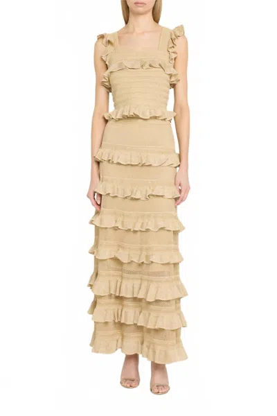 Zimmermann Illuminate Lace Frill Cami Top In Metallic Gold