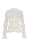 Zimmermann Illuminate Lace Frill Cardigan In Ivory
