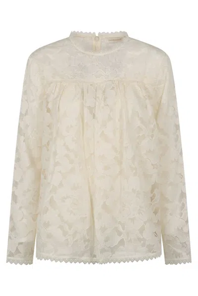 Zimmermann Illuminate Lace Gathered Top In White