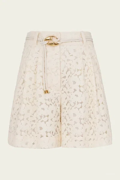 ZIMMERMANN ILLUMINATE LACE SHORT IN CREAM