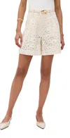 Zimmermann Illuminate Belted Cotton-blend Corded Lace Shorts In Cream