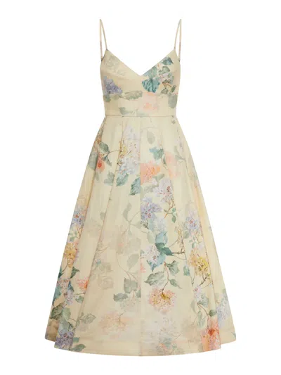 Zimmermann Illuminate Lemon Hydrangea Picnic Midi Dress In Multi