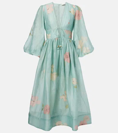 Zimmermann Midikleid Illuminate Aus Leinen Und Seide