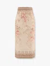 Zimmermann Pink Linen Illuminate Midi Pencil Skirt In Neutral