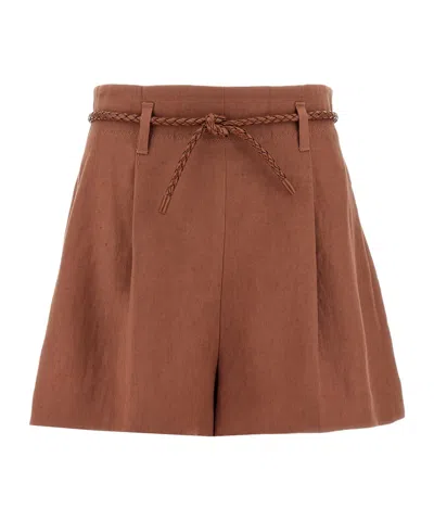 Zimmermann Brown Illuminate Linen Shorts