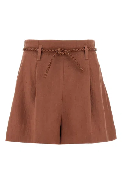Zimmermann Brown Illuminate Linen Shorts