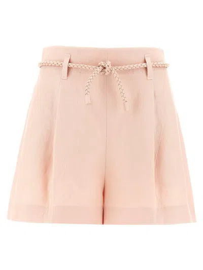 Zimmermann 'illuminate Linen' Shorts In Pink