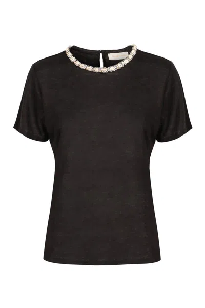 Zimmermann Illuminate Linen T-shirt In Black