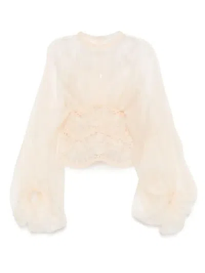Zimmermann Illuminate Makramee-bluse In Neutrals