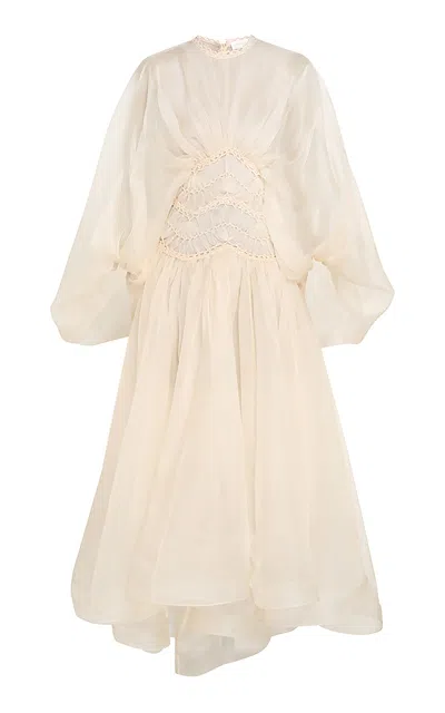Zimmermann Illuminate Macrame Gown In Off-white