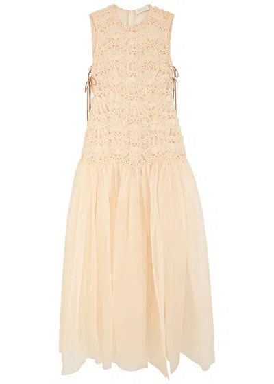 Zimmermann Illuminate Macrame Tulle Maxi Dress In Orange