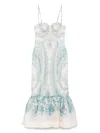 Zimmermann Printed Pattern Linen Blend Dress In Blue