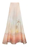 Zimmermann Illuminate Linen And Silk-blend Maxi Skirt In Multi