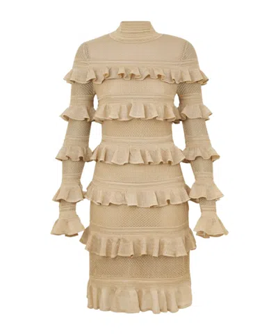 Zimmermann Illuminate Metallic Frill Mini Dress Metallic Gold