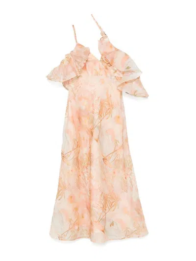 Zimmermann Illuminate Flutter Printed Dress In Neutral