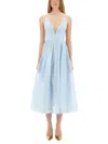 Zimmermann Womens Mint Illuminate V-neck Linen-silk Midi Dress Xs In Azure