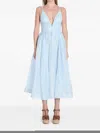 Zimmermann Womens Mint Illuminate V-neck Linen-silk Midi Dress Xs In Blue
