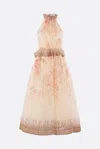 Zimmermann Illuminate Halter Midi Dress In Pink
