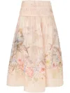 Zimmermann Women Ivory Linen And Silk Drawn Illuminate Midi Skirt In Neutral