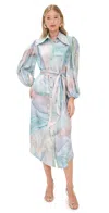 Zimmermann Illuminate Midi Shirtdress In Blue Agate