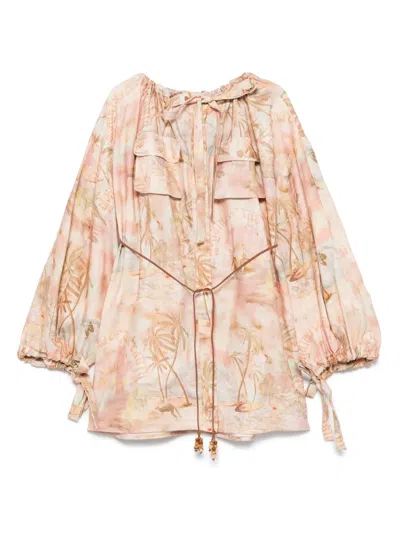 Zimmermann Illuminate Mini Dress In Neutrals