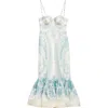 Zimmermann Printed Pattern Linen Blend Dress In Turquoise Paisley