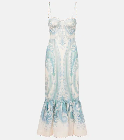 ZIMMERMANN ILLUMINATE SILK AND LINEN COCKTAIL DRESS