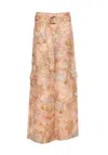 Zimmermann Printed High Waist Cargo Trousers In Multicolour