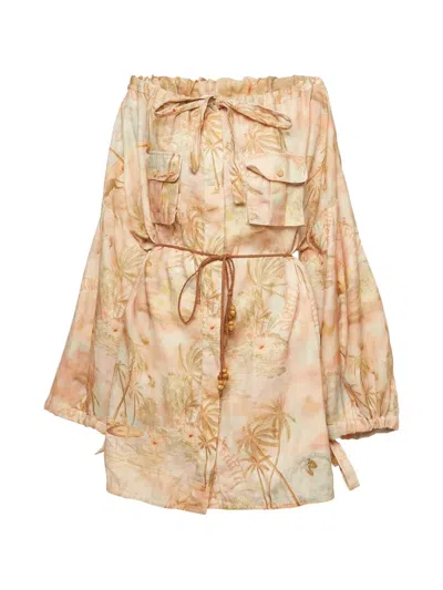 Pre-owned Zimmermann Illuminate Paradise-print Mini Dress In Pink