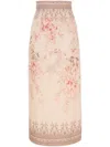Zimmermann Tropical Floral Linen Pencil Skirt In Neutrals