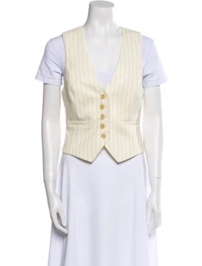 Pre-owned Zimmermann Illuminate Pinstripe Waistcoat Wool Vest W/ Tags In Neutral