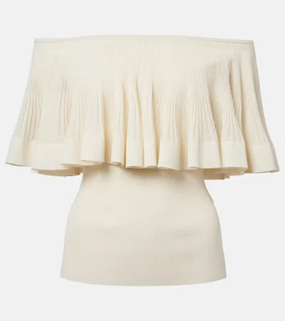 Zimmermann Illuminate Pleated Ribbed-knit Top In White