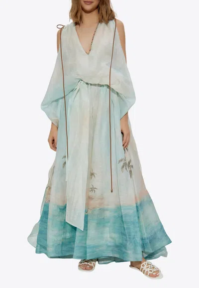 Zimmermann Illuminate Plunge Gown In Blue