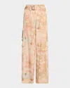 Zimmermann Illuminate Printed Cargo Pants In Guava Morning
