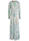 Zimmermann Illuminate Bead-embellished Paisley-print Crepe De Chine Maxi Dress In Blue