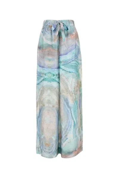 Zimmermann Illuminate Printed High-rise Trousers In Blue