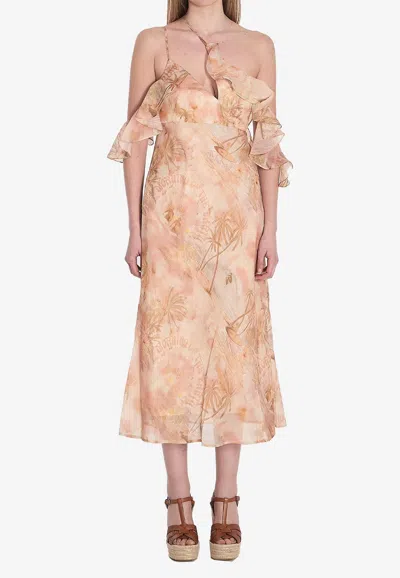 Zimmermann Illuminate Printed Midi Dress In Neutral