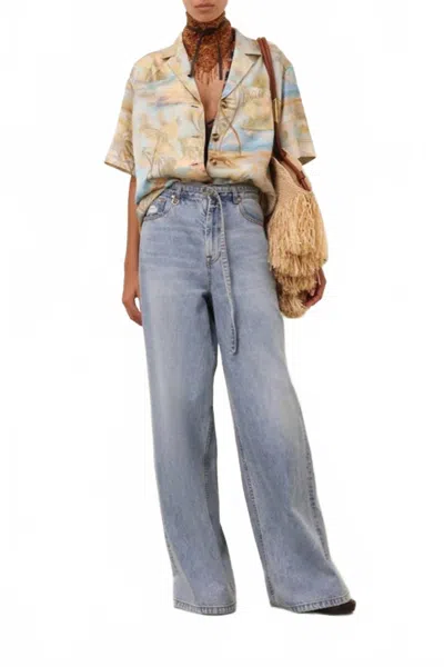 Zimmermann Illuminate Relaxed Flare Jeans In Sea Foam In Blue