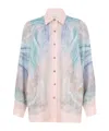 Zimmermann Womens Illuminate Printed Relaxed-fit Silk Shirt Blue Agate Xl In White